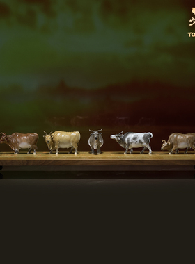 铜师傅《五牛积福》客厅桌面铜牛摆件 家居装饰工艺品