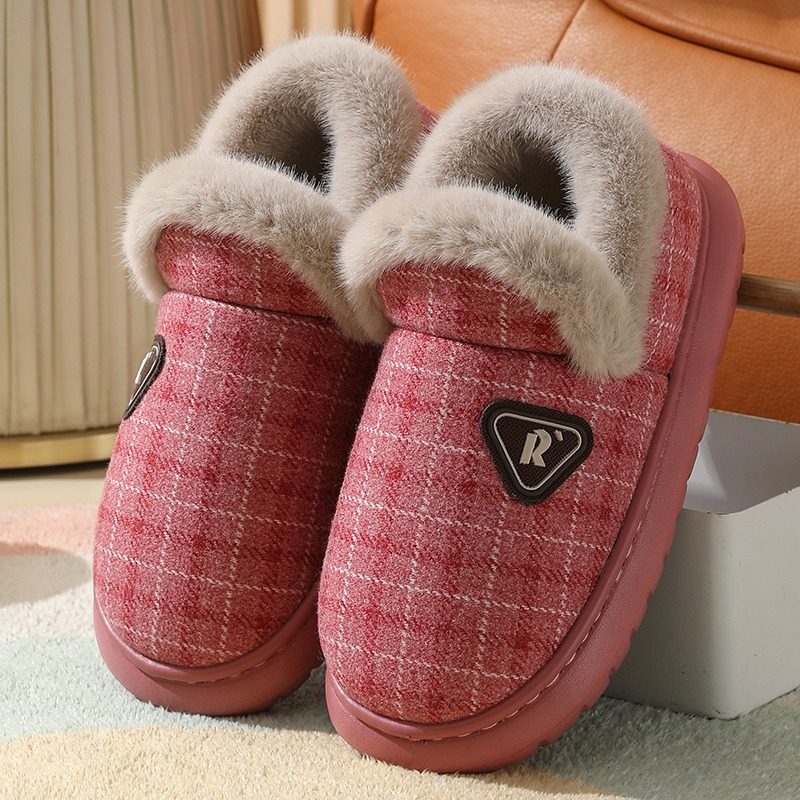 包跟棉拖鞋女2024冬季新款格子居家室内厚底防滑家用中老年棉鞋男,居家布艺,居家棉拖/棉鞋,淘宝优惠券,粉丝福利购,淘宝优惠卷