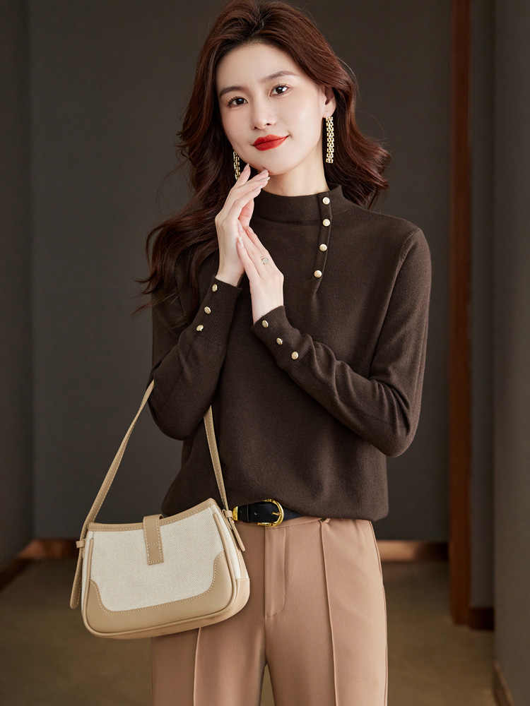 高级感超好看的毛衣女春秋2025新款半高领针织上衣修身打底衫内搭