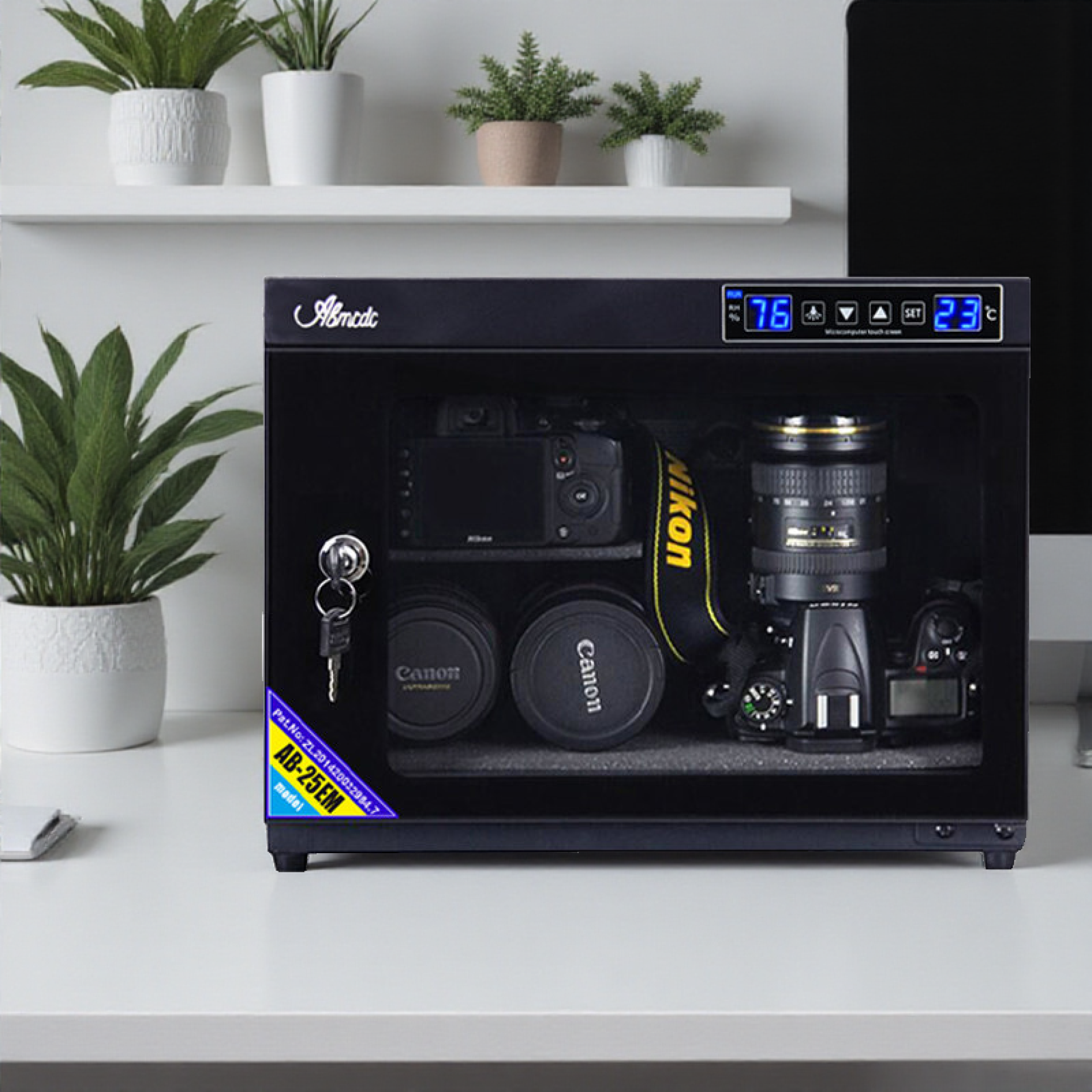 爱保电子防潮箱全自动25L单反相机镜除吸湿卡邮票字画茶叶干燥柜