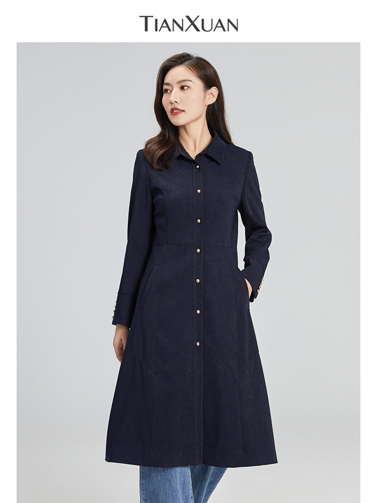 天轩2022秋季韩系风格穿搭风衣女中长新款高级感减龄高端修身外套