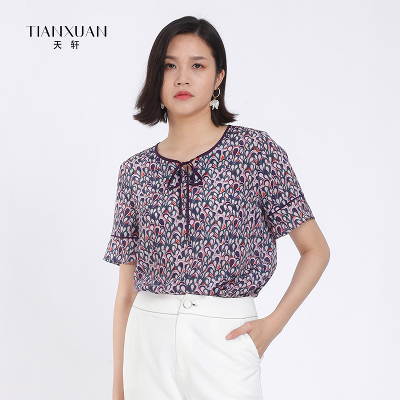 天轩桑蚕丝真丝短袖t恤上衣