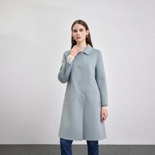 天轩商场同款 双面呢羊毛大衣简约大气通勤THDE479 2024冬女新款