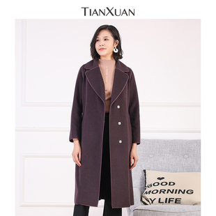 天轩商场同款秋冬外套高级感时尚高挑显瘦双面羊毛大衣女 TFDE270