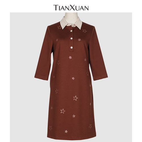 天轩POLO领长袖连衣裙