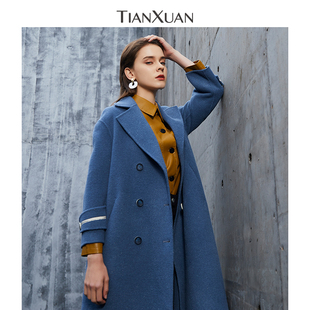 保暖TFDE244 羊毛大衣复古英伦风大气时尚 天轩商场同款 秋冬女新款