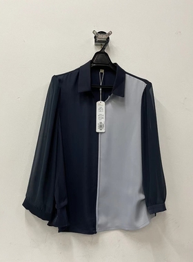 天轩商场同款2025春女长袖衬衫休闲拼色减龄洋气断码特价TICC442