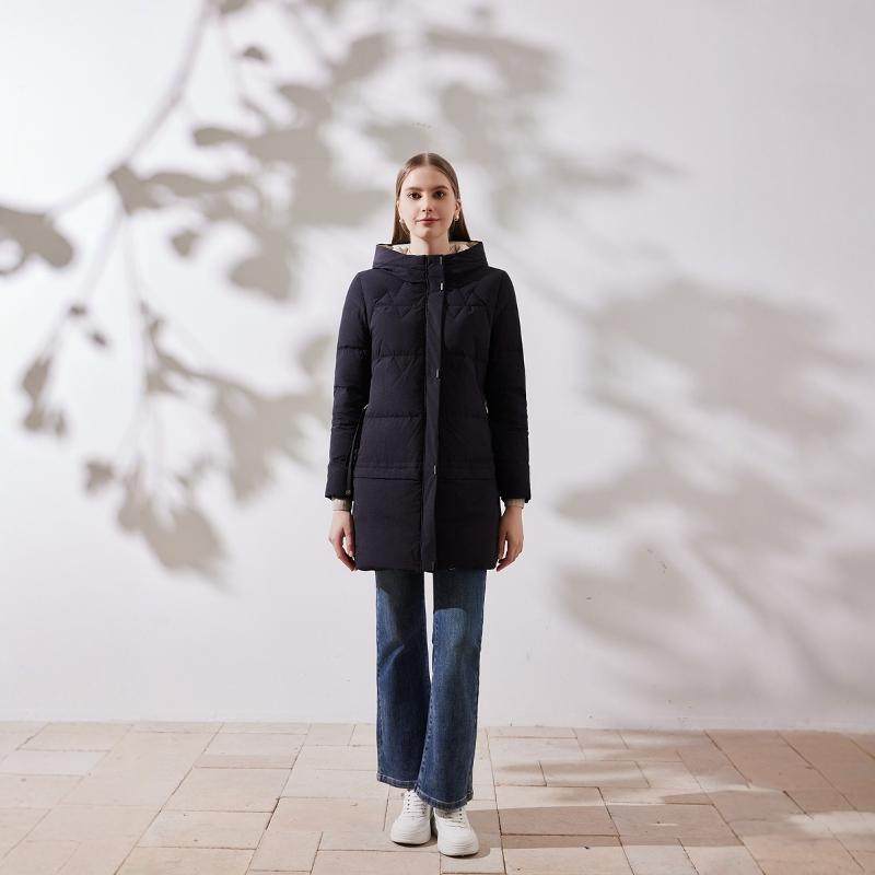 天轩商场同款冬女新款中长款白鹅绒羽绒服简约优雅保暖TIDY254