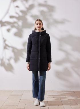 天轩商场同款冬女新款中长款白鹅绒羽绒服简约优雅保暖TIDY254