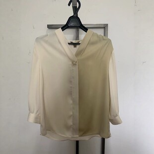 拼色设计V领通勤TIQG201 衬衫 天轩商场同款 2026春上新女长袖