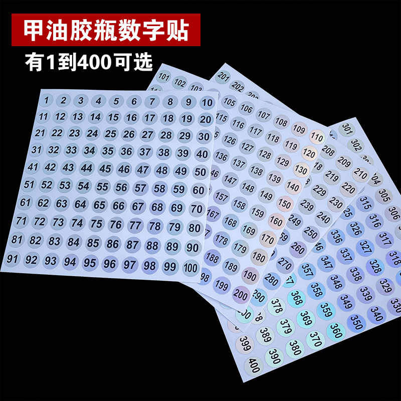 美甲镭射数字贴甲油胶瓶盖贴