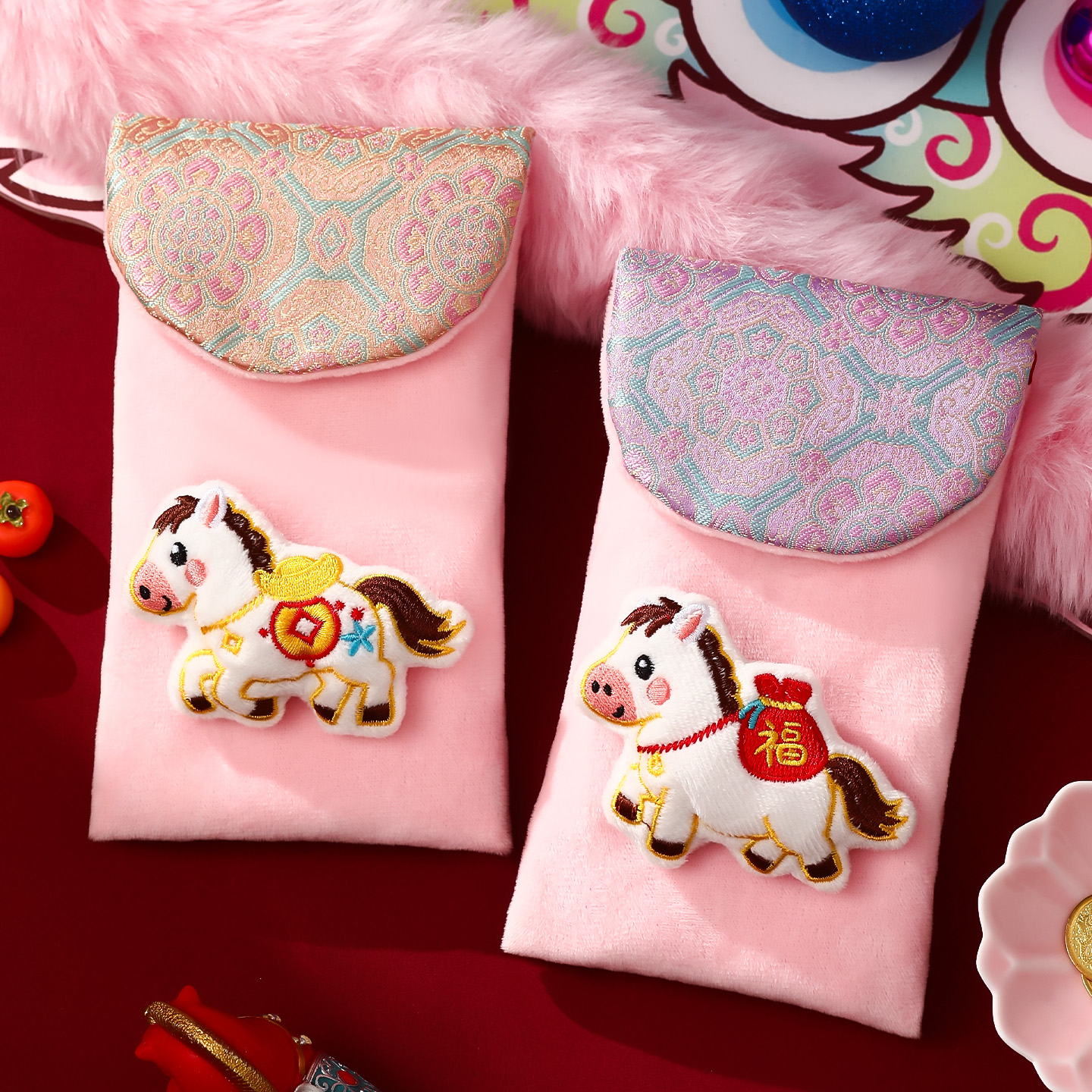 马年布艺红包袋2026新款春节过年刺绣生肖利是封新年儿童压岁钱包