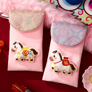 马年布艺红包袋2026新款春节过年刺绣生肖利是封新年儿童压岁钱包