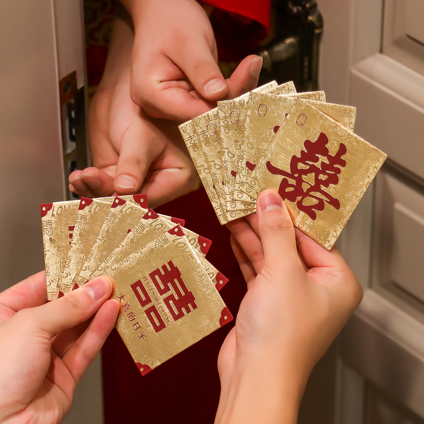 堵门红包结婚专用品利是封婚礼接亲红包袋备婚喜字金色迷你小喜包