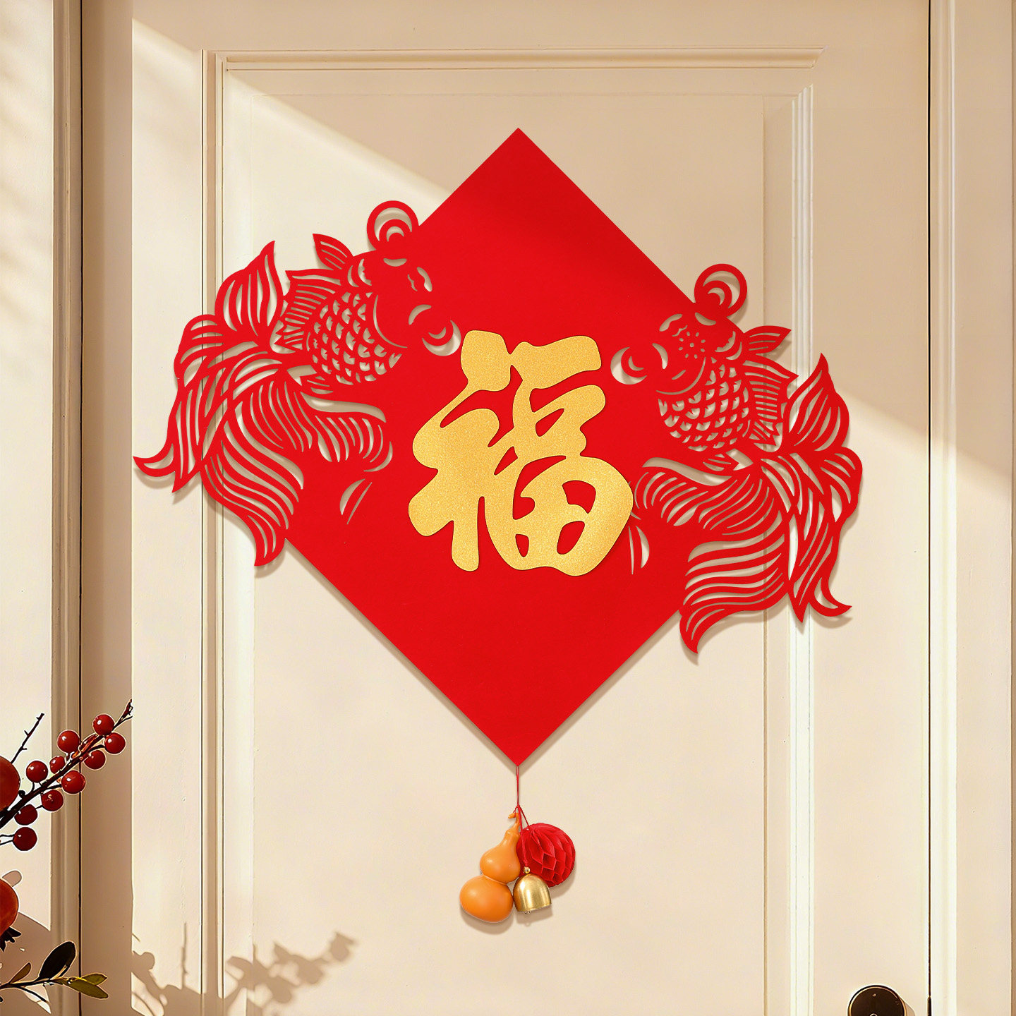新年福字门贴2026马年植绒锦鲤窗花墙贴春节过年入户大门布置装饰,节庆用品/礼品,喜字/剪纸/贴纸,淘宝优惠券,粉丝福利购,淘宝优惠卷