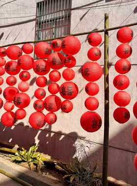 结婚专用喜字红色小灯笼挂饰农村户外树上装饰品拍照道具婚房布置