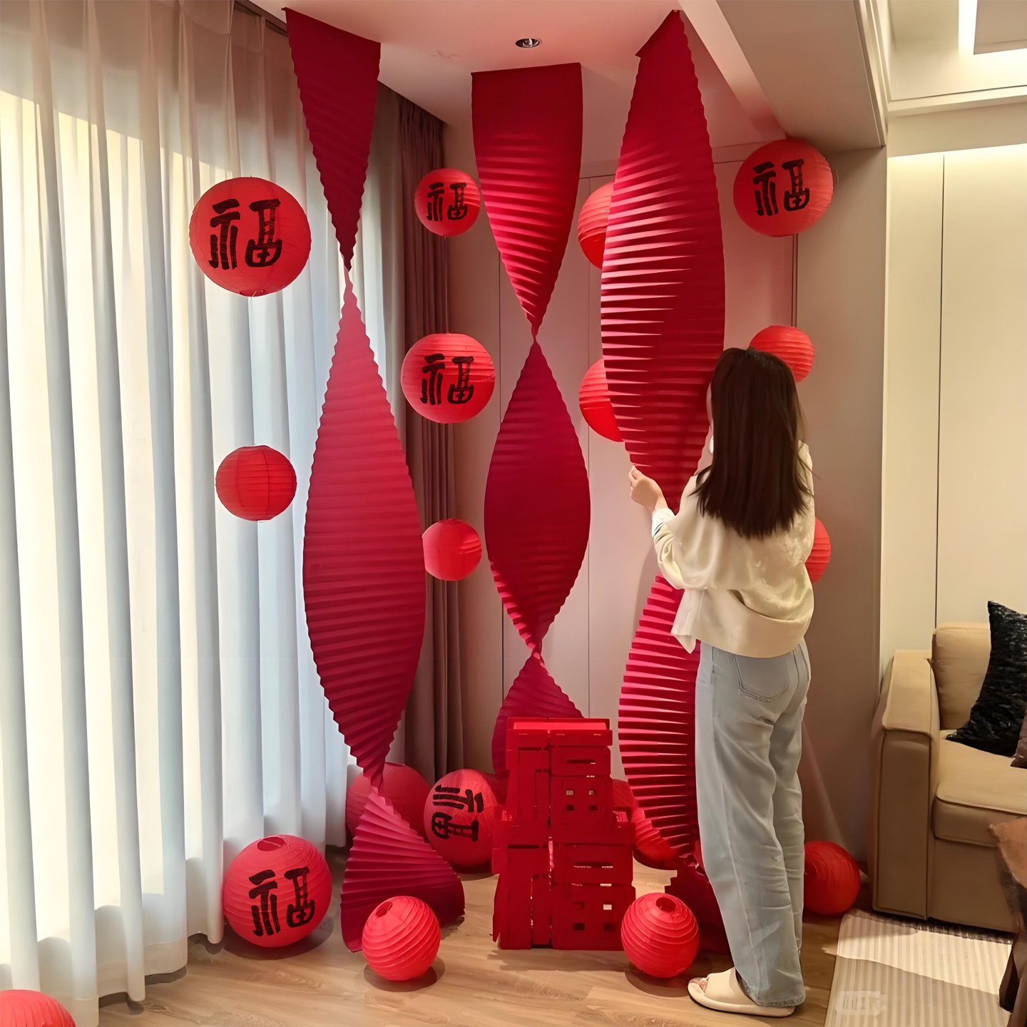 2026马年新年装饰福字拉花灯笼挂饰春节过年客厅喜庆氛围布置挂件,节庆用品/礼品,挂饰/生肖挂饰,淘宝优惠券,粉丝福利购,淘宝优惠卷