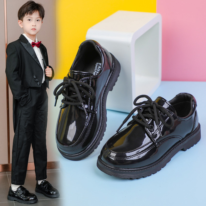 男童皮鞋黑色软底小学生表演出鞋