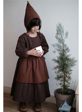 thetree树 小众设计复古森系连衣裙冬儿童夹棉加厚可爱小女巫长裙