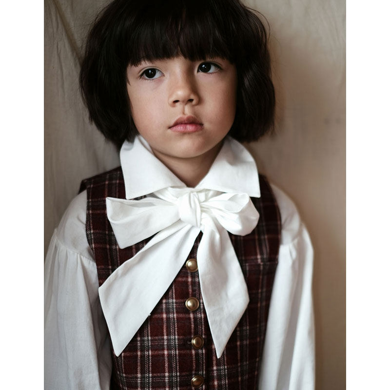 the tree 树 法式宫廷风小众设计款蝴蝶结衬衫冬儿童纯棉褶皱宽松