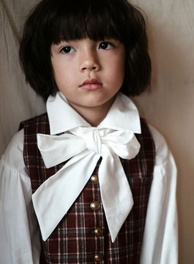 the tree 树 法式宫廷风小众设计款蝴蝶结衬衫冬儿童纯棉褶皱宽松