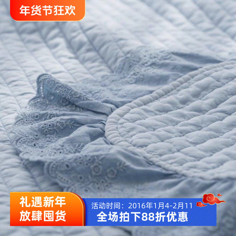 蕾丝边两用柔软绗缝夹棉床盖韩国