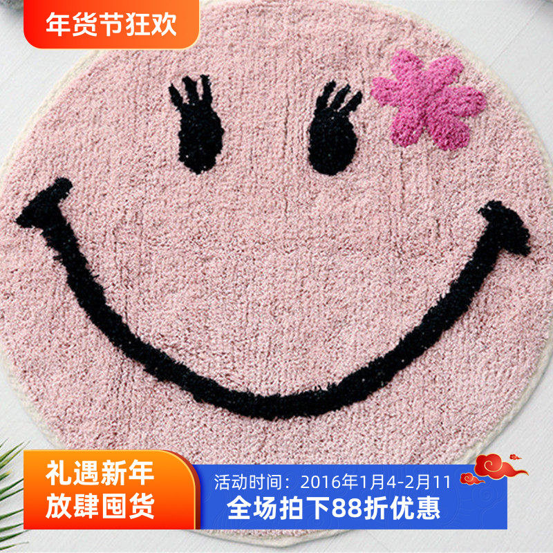 韩国进口韩式圆形全棉地毯地垫床边毯北欧卡通卫浴门垫吸水脚垫子