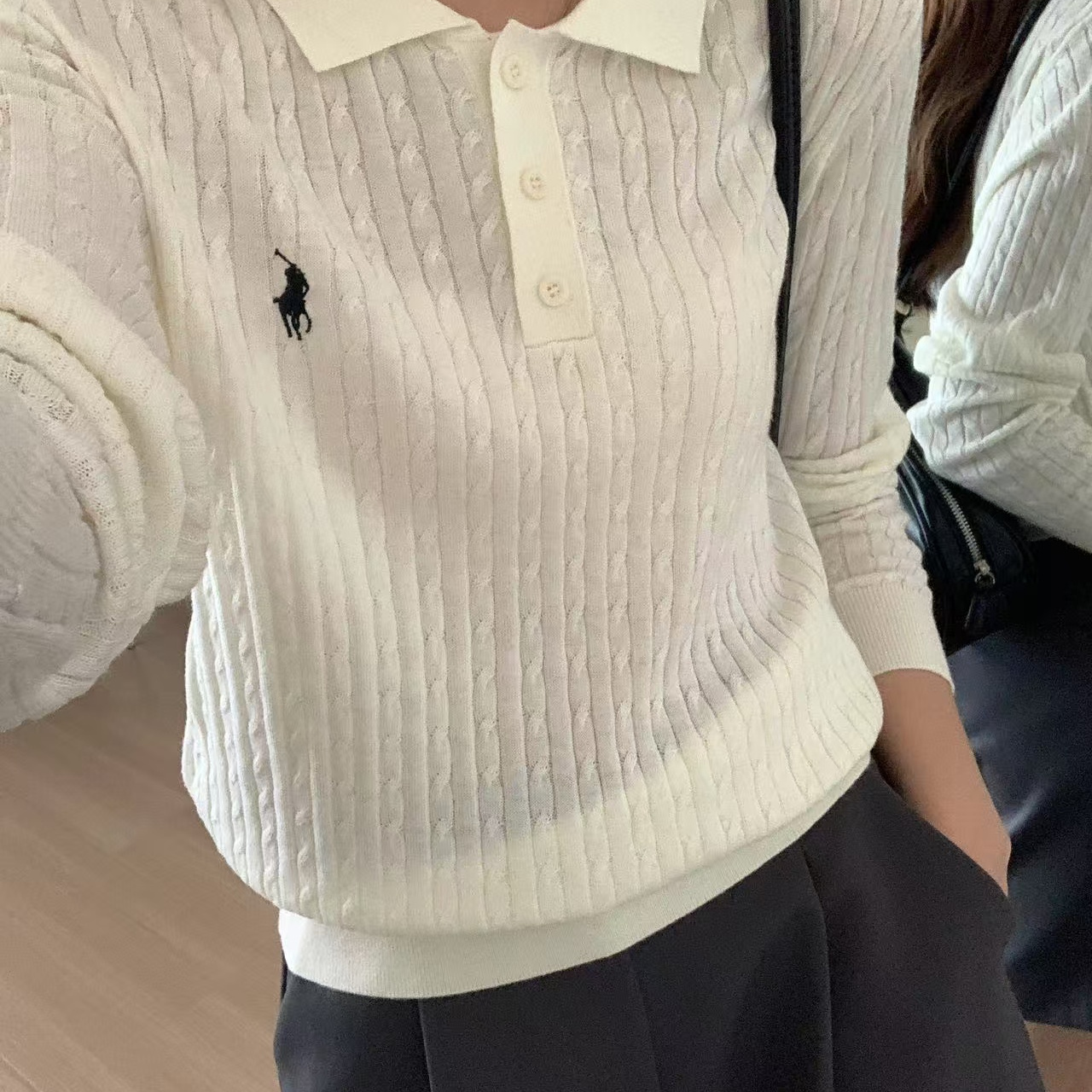 桑蚕丝绵羊毛衫女装翻领针织毛衣休闲气质款长袖春秋打底刺绣保暖
