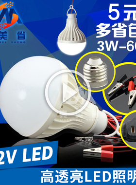 12vled灯泡超亮夜市灯地摊灯强光电瓶灯摆地摊户外车用48v节能灯