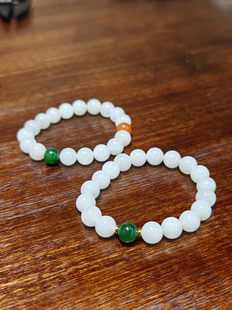 新疆直发包邮天然和田玉白玉手链女款圆珠手串10单圈新坑料大白料