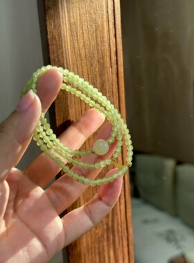 新疆直发正品和田玉晴水三圈手链天然玉石小米珠手串带证书