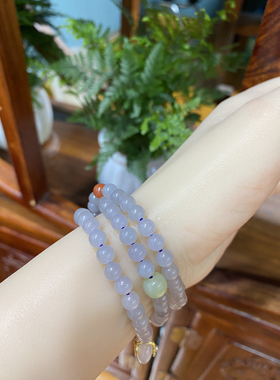 新疆直发包邮天然和田玉烟紫色手串项链两用规格6mm带证书