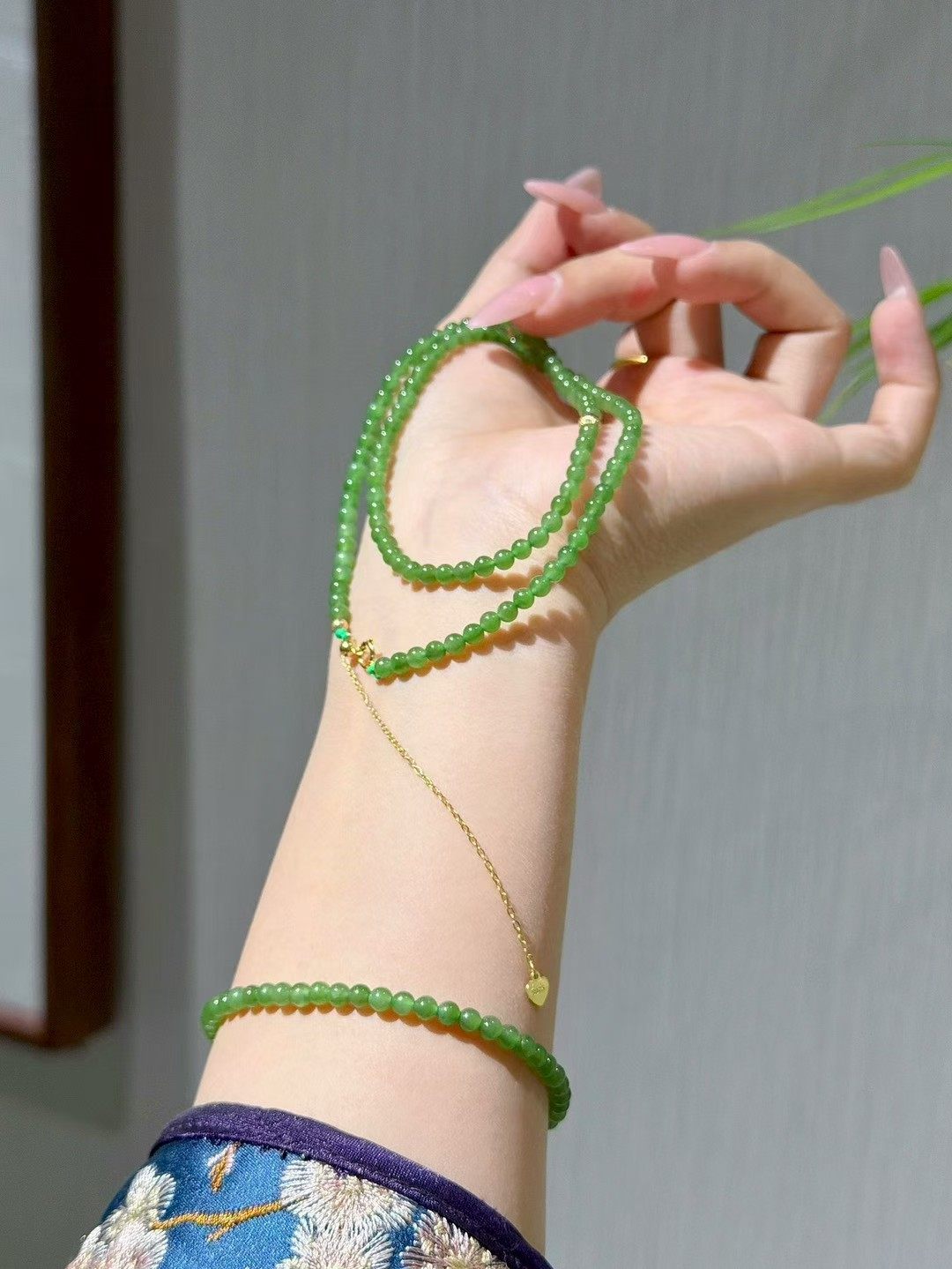 新疆直发正品和田玉碧玉项链手链两件套天然玉石小米珠4mm带证书,珠宝/钻石/翡翠,手饰,淘宝优惠券,粉丝福利购,淘宝优惠卷