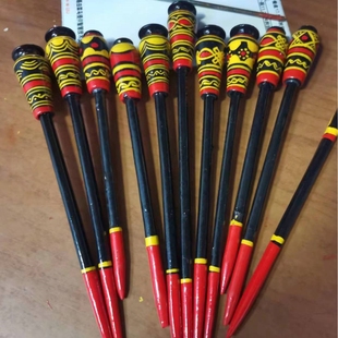 彝族漆器木头发簪彝族民间漆器手绘工艺品女生头饰勺子形状发簪