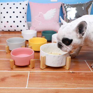 猫狗碗宠物碗饭盆陶瓷碗架子喝水碗狗狗食盆碗架法斗泰迪宠物用品