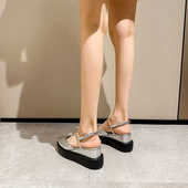 高跟鞋 坡跟单鞋 增高8厘米小个子法式 秋厚底包头凉鞋 女2026年新款