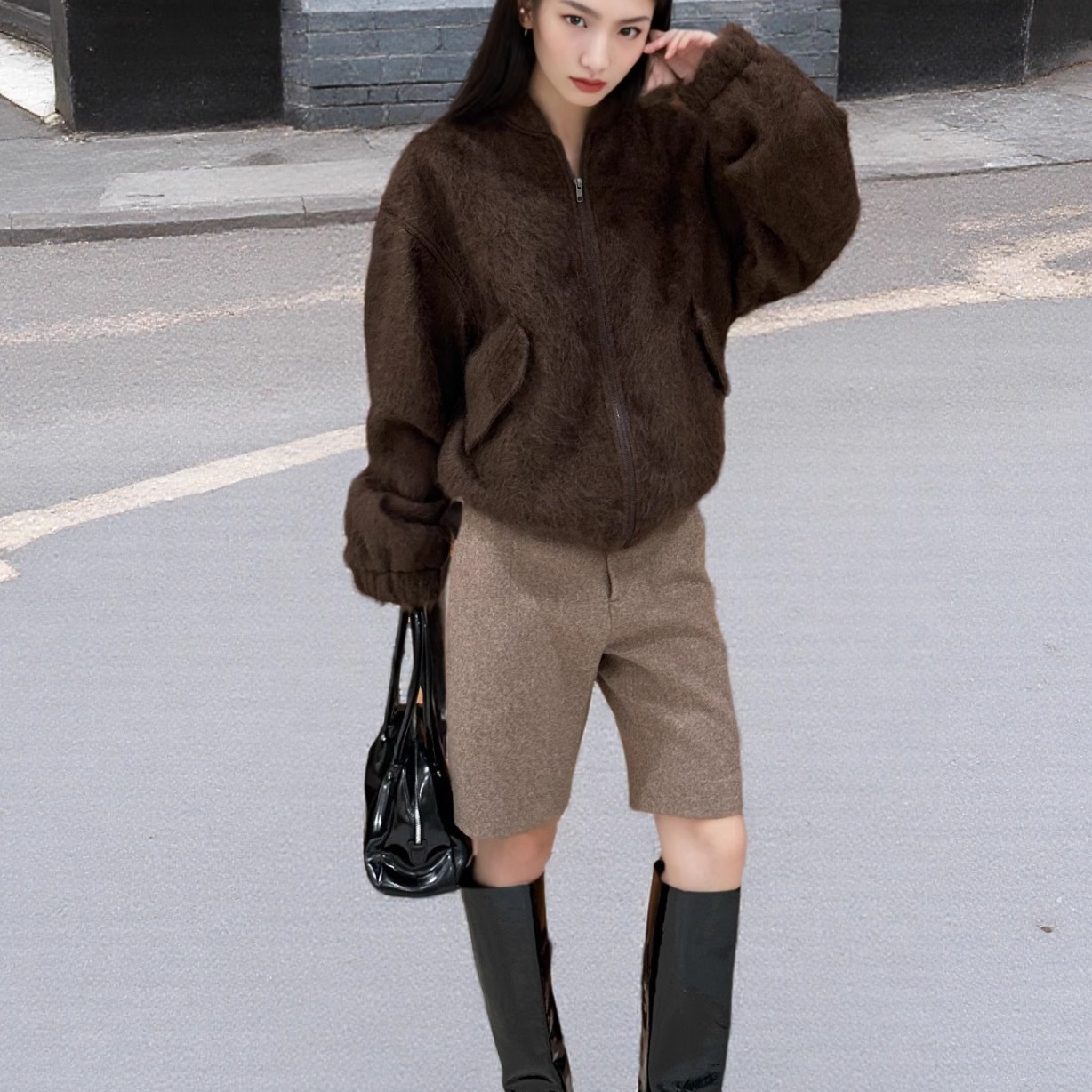 d.two正品直筒打底五分西装裤