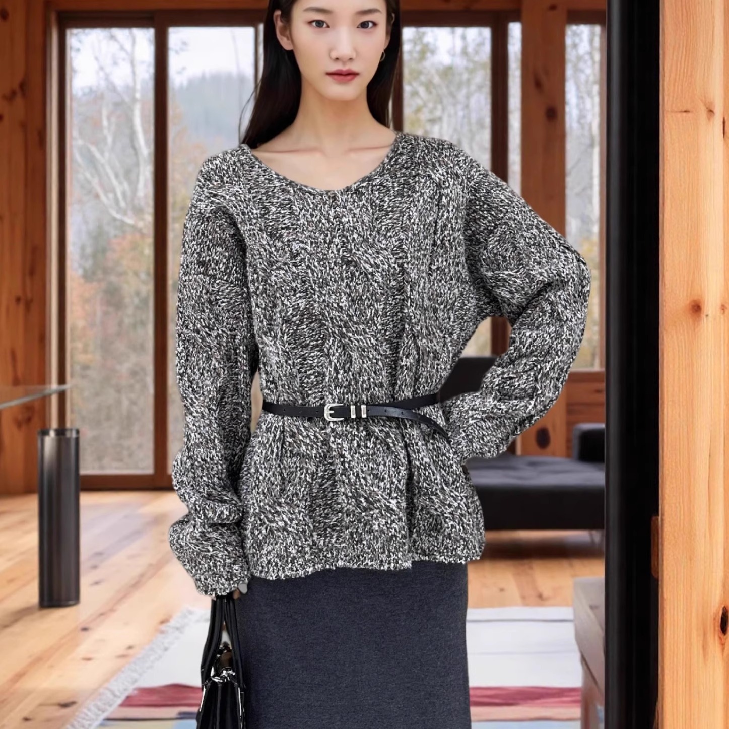 d.two品牌复古花色羊毛针织衫