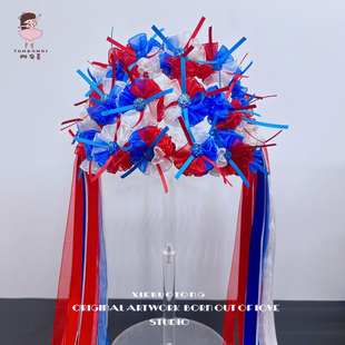 巴黎火焰头饰变奏女新款舞台演出公主红蓝白丸子头花芭蕾舞蹈发带