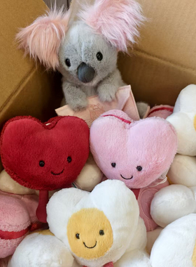 英国jellycat情人节新品毛绒玩偶礼物玫瑰邦尼兔爱心马卡龙现货