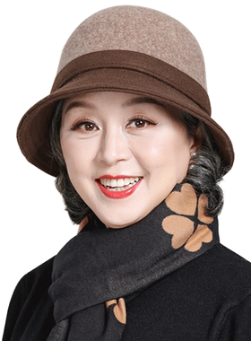 老太太羊毛呢盆帽女秋冬季