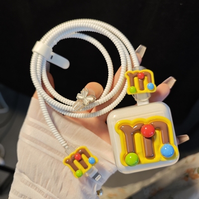 充电器保护套适用于iPhone35w快充头保护壳小型双口快充保护套 女