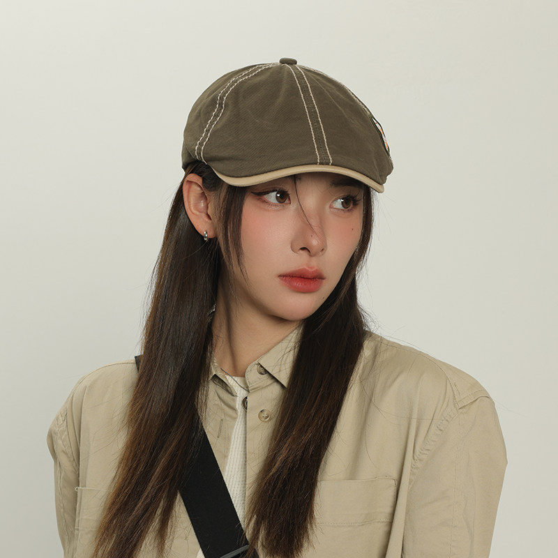 鸭舌帽女夏秋款冬日系街头复古文艺嘻哈反戴画家帽短沿前进帽子男