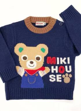 MIKI25秋冬潮牌小熊小兔图案儿童羊毛套头毛衣可爱原标高品质日系