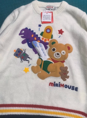 MIKI25秋冬潮牌坐沙发图案套头儿童羊毛毛衣可爱立体原标日系
