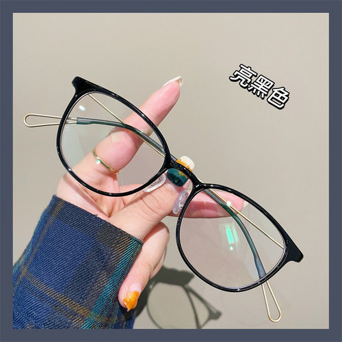 韩系超轻茶色椭圆框眼镜可配近视