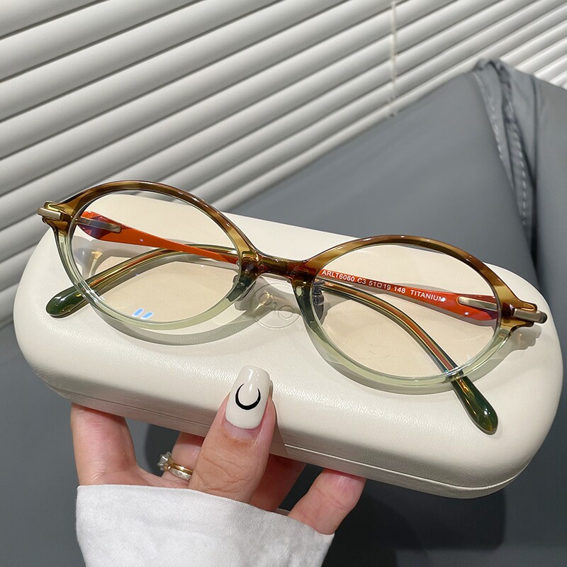 大框椭圆形复古书呆子眼镜超轻可配近视度数镜架带鼻托素颜女大脸