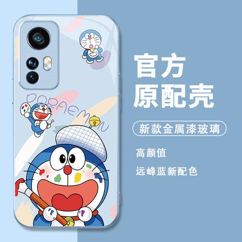 适用华为P50手机壳哆啦A梦玻璃