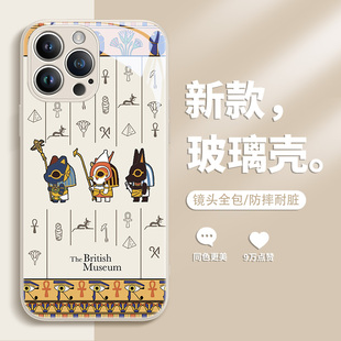 xs玻璃xr鏡面x適用8plus7 大英博物館iphone16手機殼17蘋果13promax15安德森貓14埃及萌神12mini十五11por新款