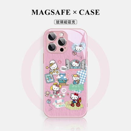 HelloKitty凯蒂猫适用华为pura80小米iphone16苹果15磁吸手机壳12新款14promax无线充电13/11/mate70+60/plus
